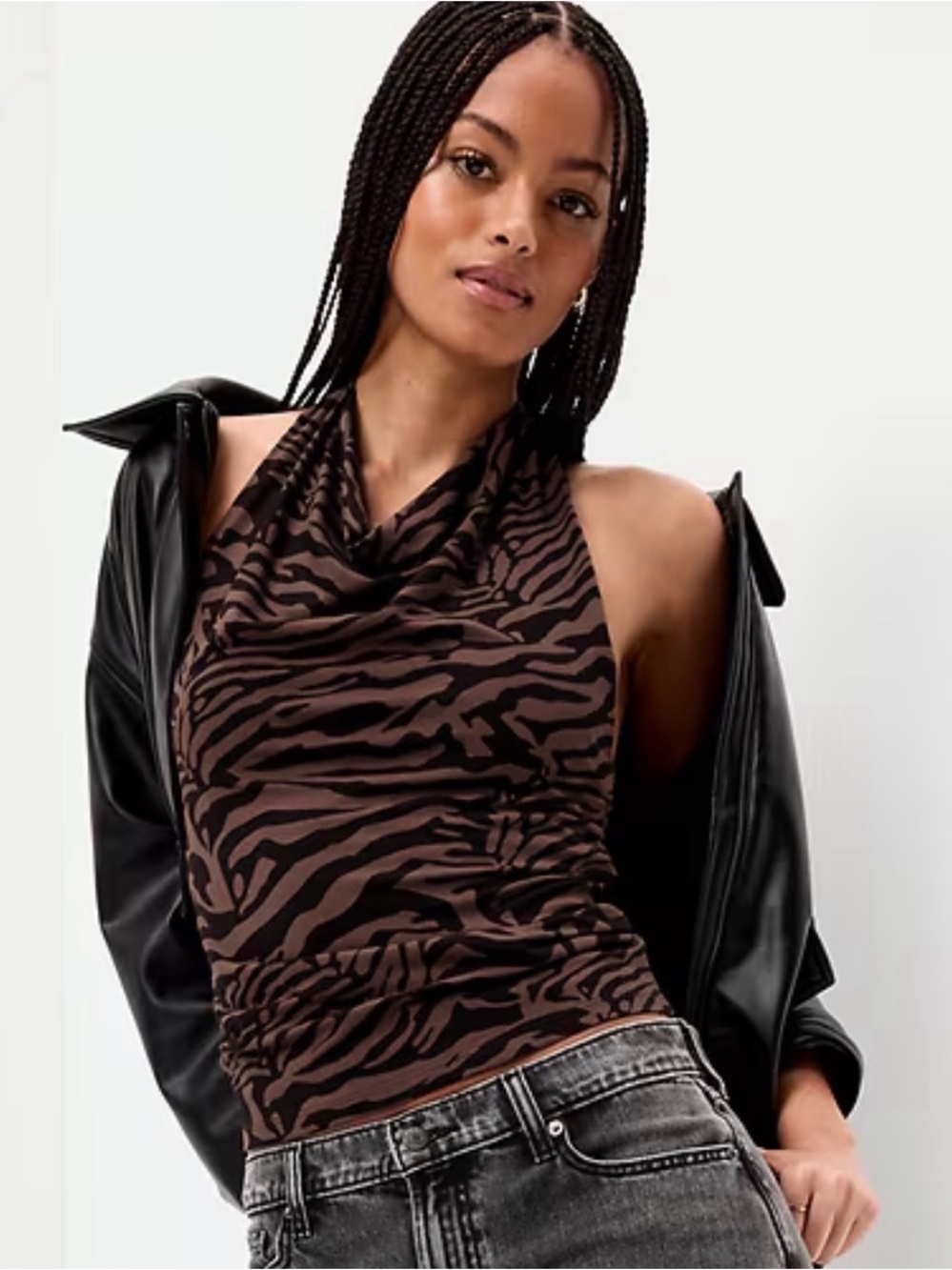 Old Navy Brown and Black Zebra Print Halter Camisole